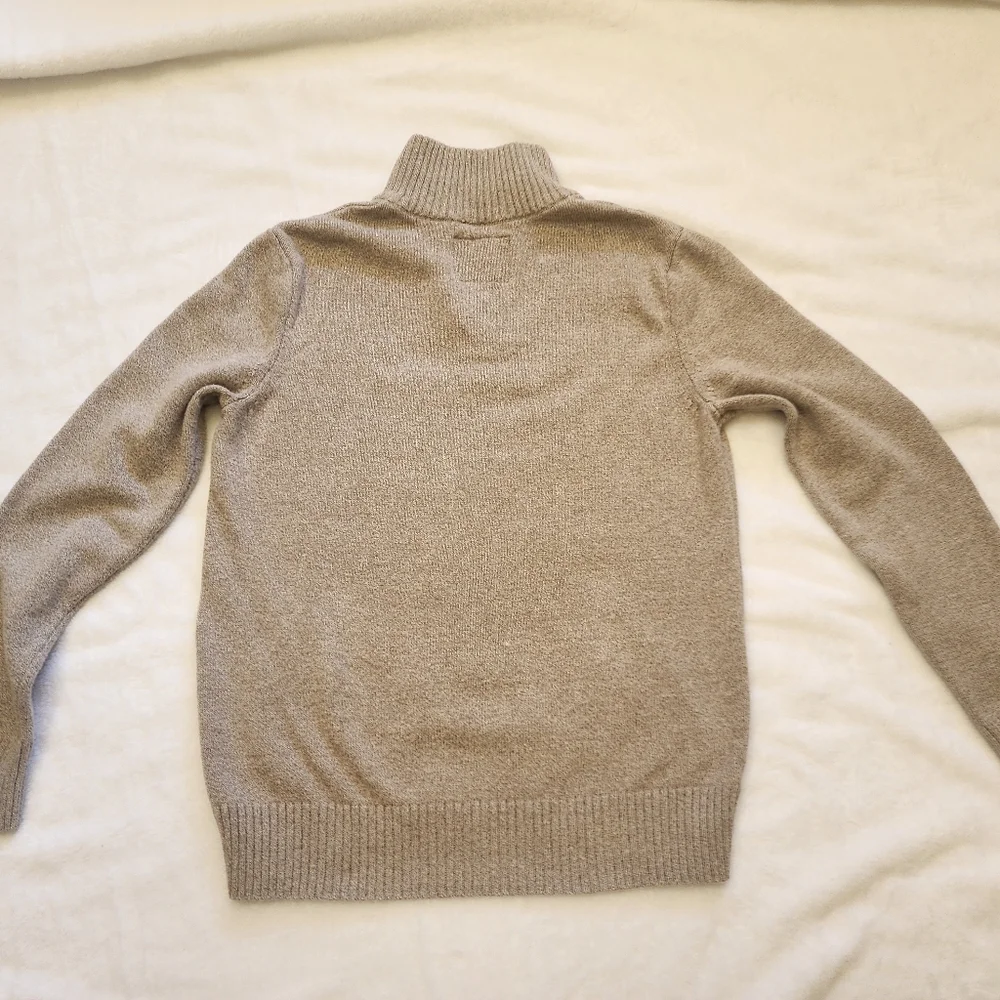 M AE  Men's Beige Sweater with Button/zip Collar